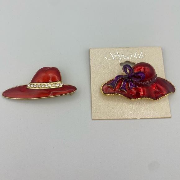 Two Red Hat Society Brooch Pins - Picture 1 of 10